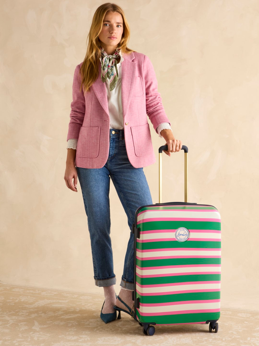 Joules Resort Stripe 66cm 4-Wheel Medium Suitcase