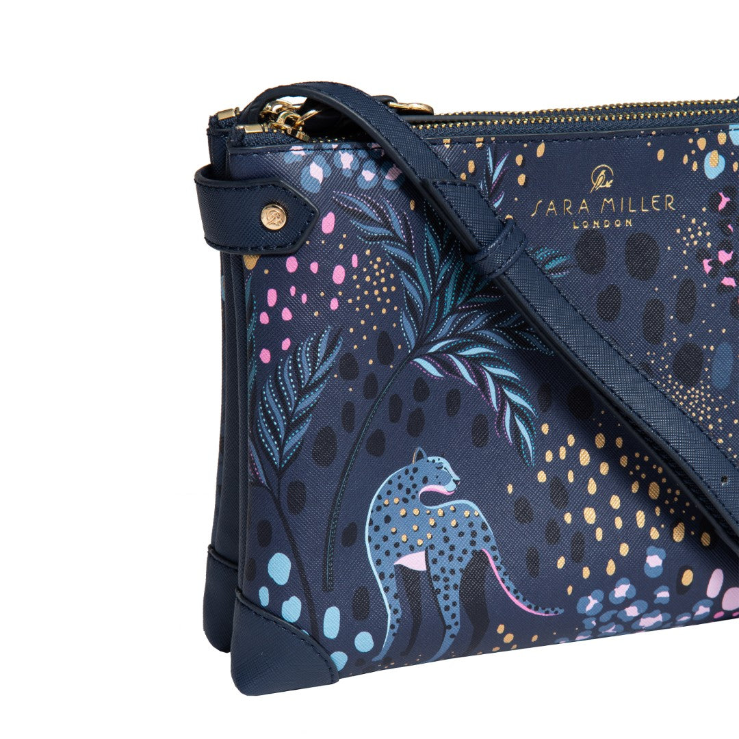 Sara Miller Midnight Leopard Zip Crossbody Bag