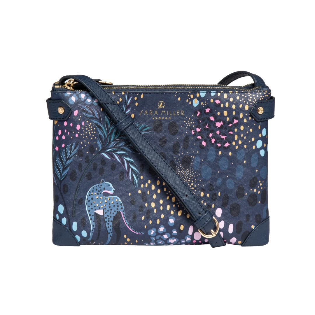 Sara Miller Midnight Leopard Zip Crossbody Bag