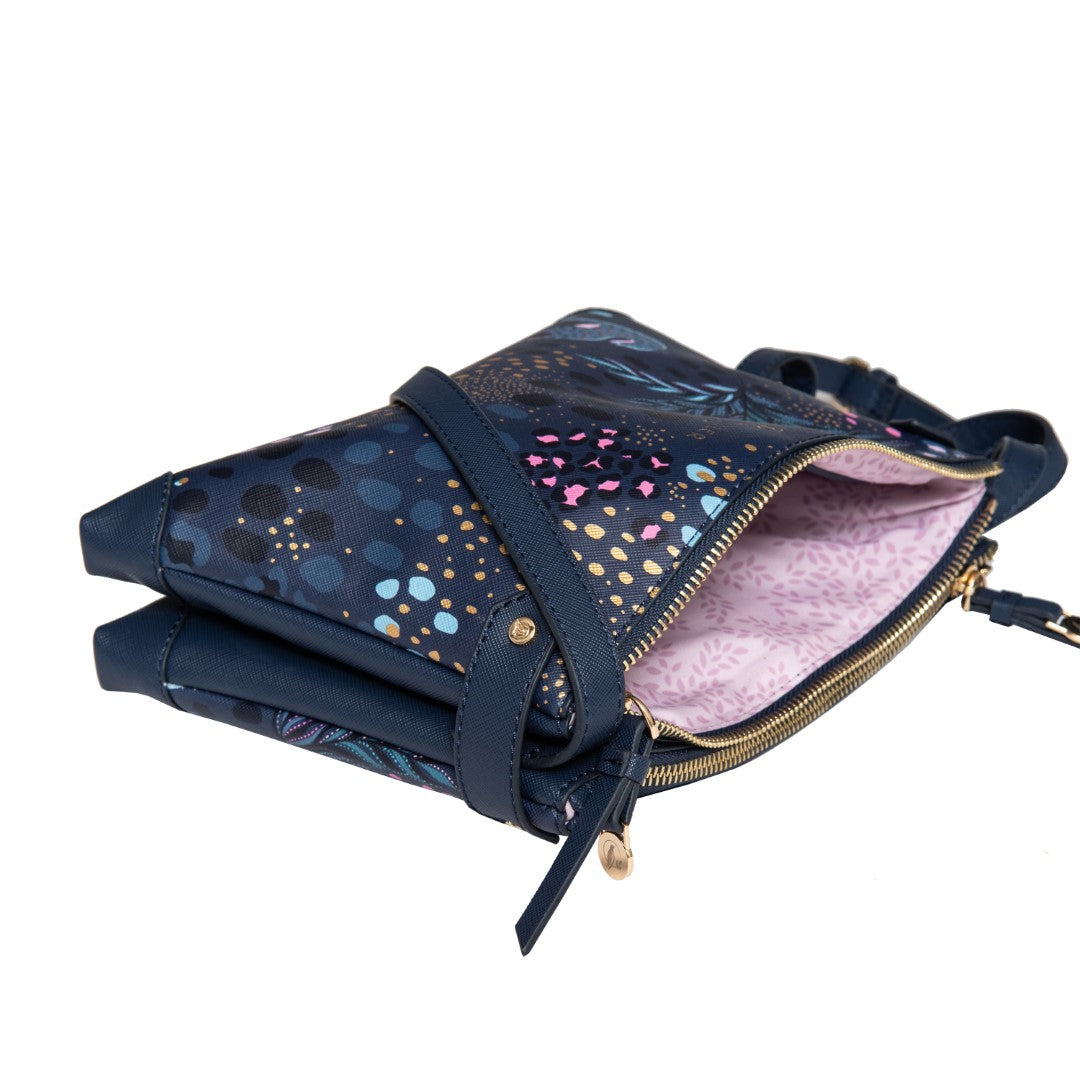 Sara Miller Midnight Leopard Zip Crossbody Bag
