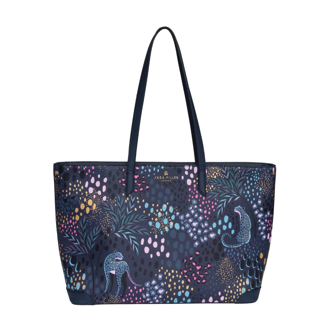 Sara Miller Midnight Leopard Large Tote Bag