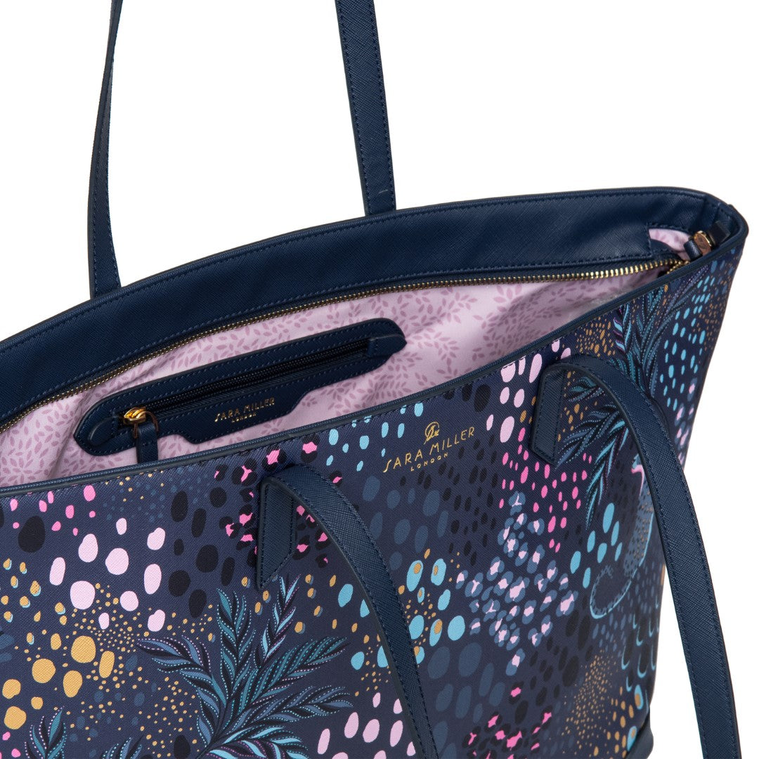 Sara Miller Midnight Leopard Large Tote Bag