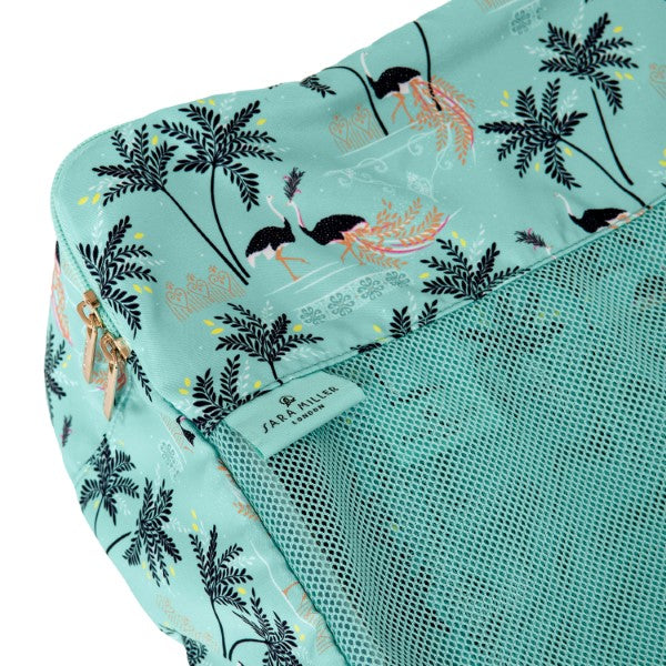 Sara Miller Mint Ostrich & Palms Set of Packing Cubes