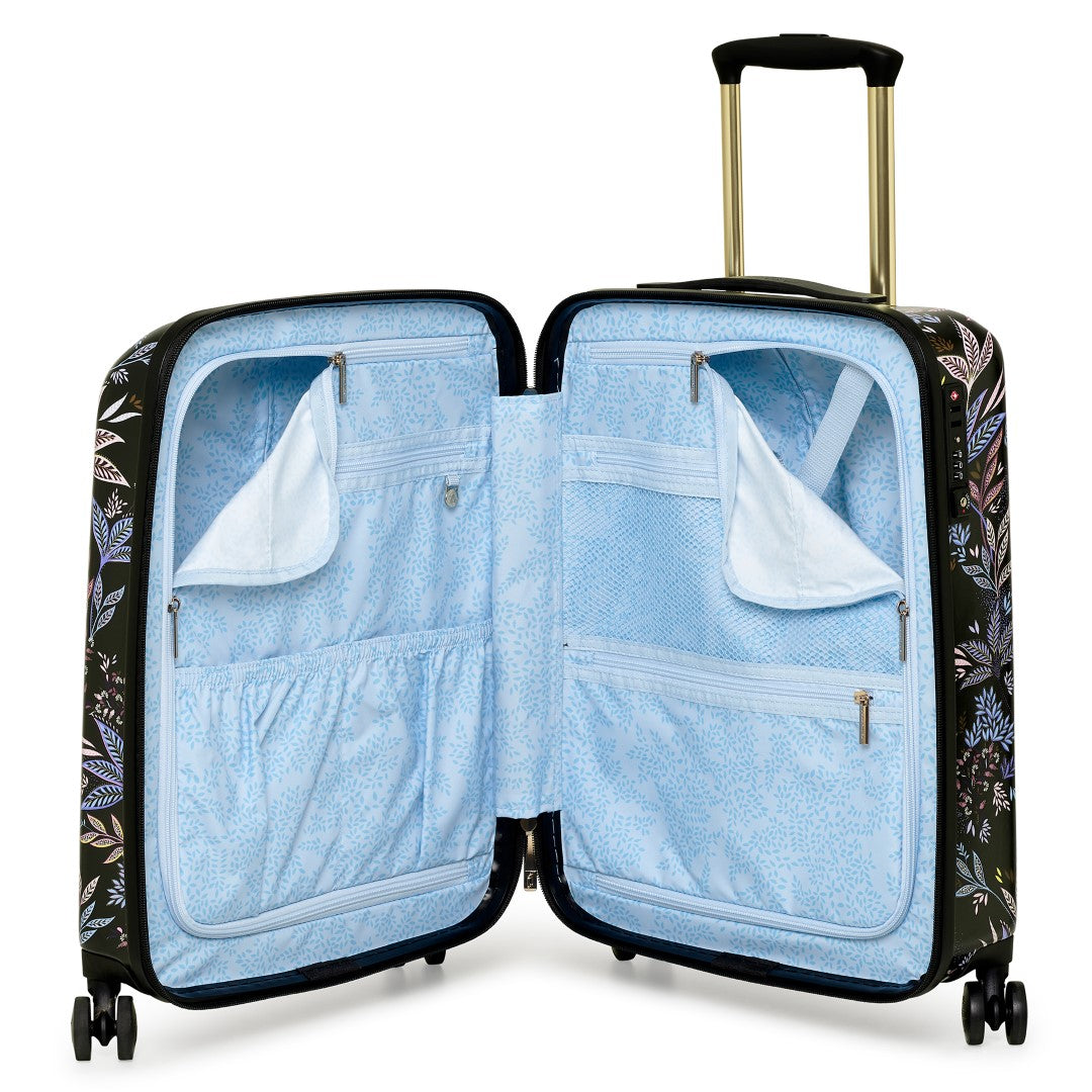Sara Miller Black Botanic 54cm 4-Wheel Cabin Case