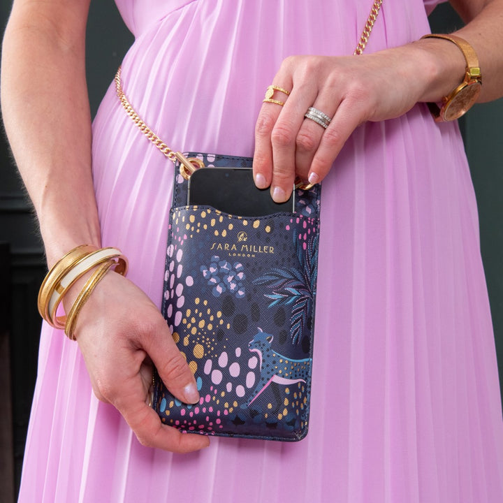 Sara Miller Midnight Leopard Phone Pouch