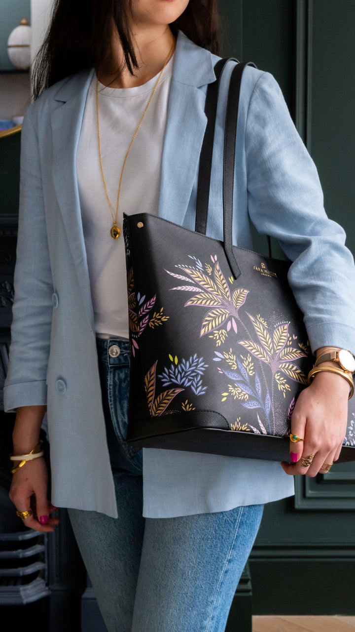 Sara Miller Black Botanic Large Tote Bag