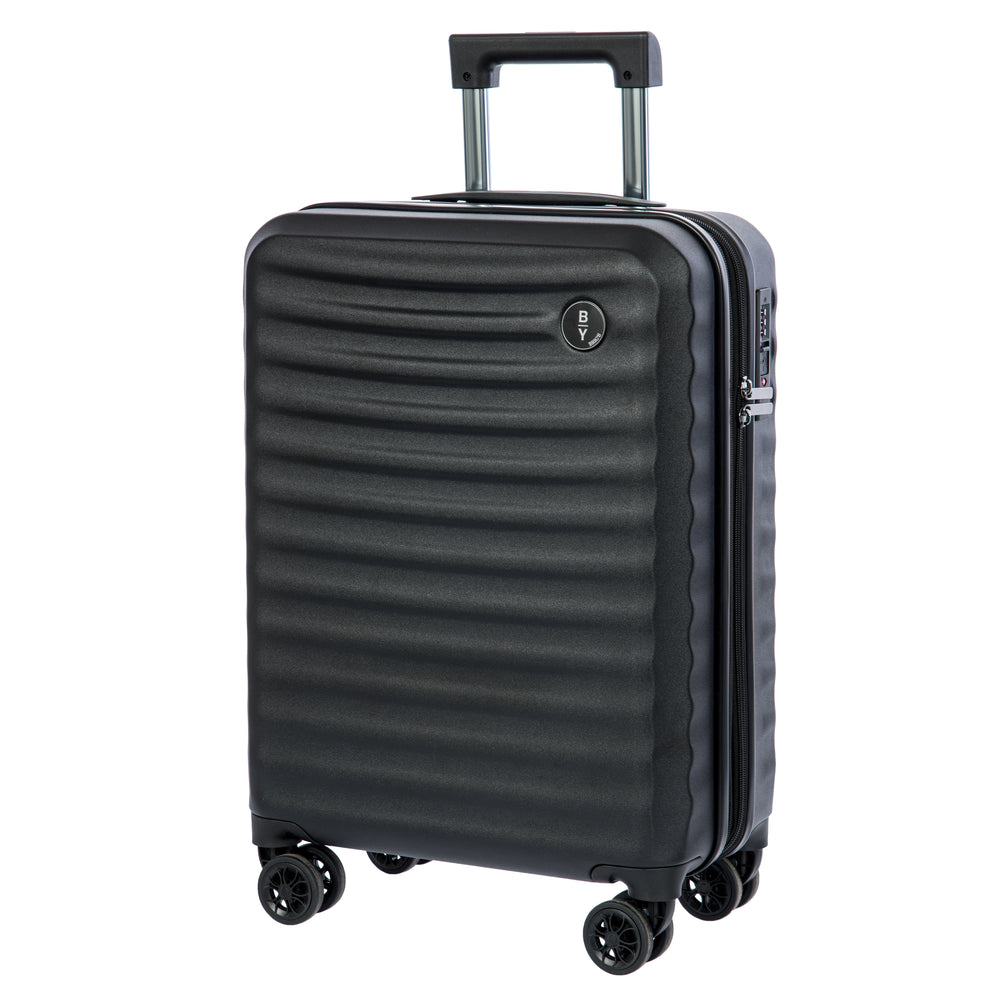 Black Bric's cabin case with a ribbed texture on a white background