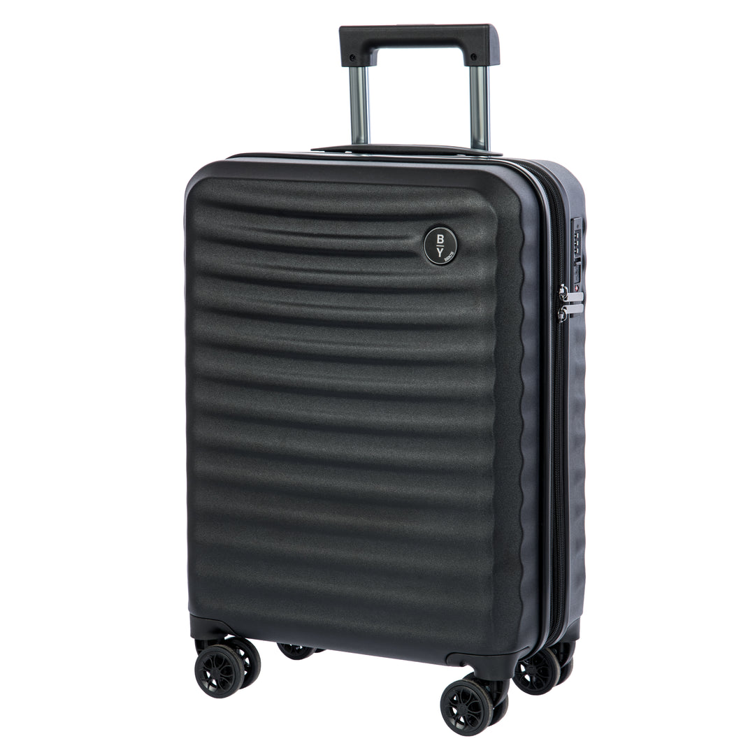 Black Bric's cabin case with a ribbed texture on a white background