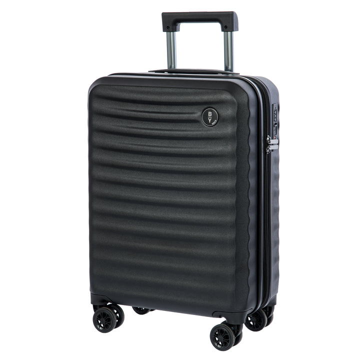 Black Bric's cabin case with a ribbed texture on a white background