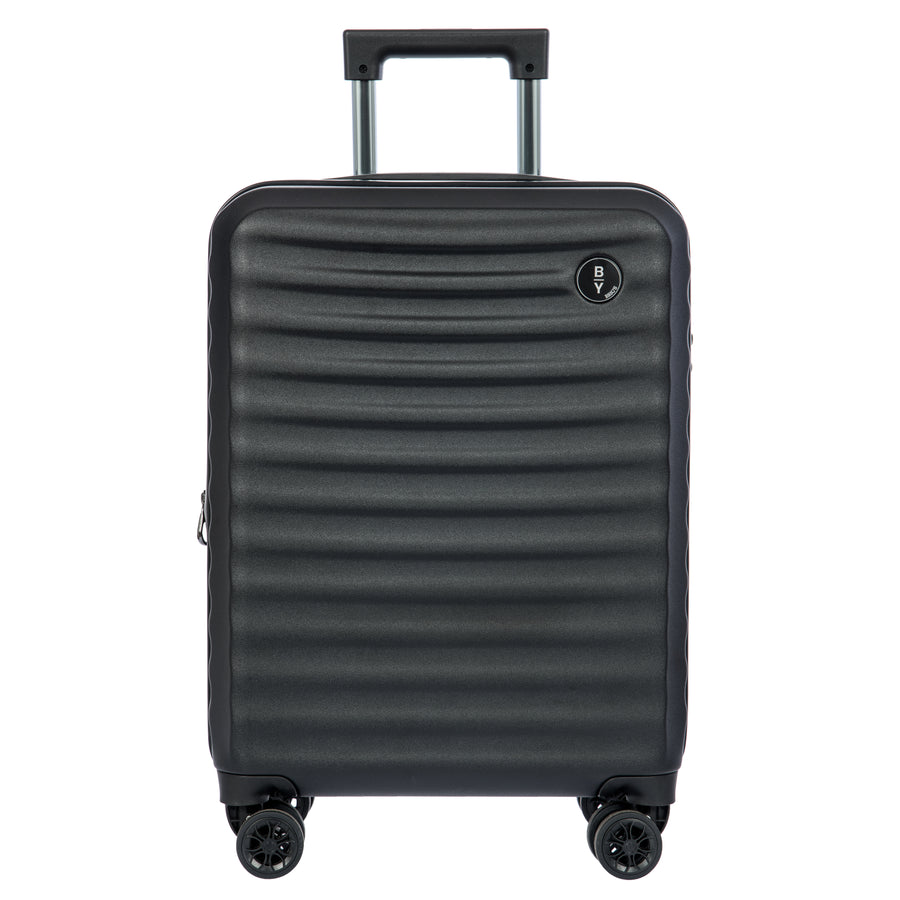 Black Bric's cabin case with a ribbed texture on a white background
