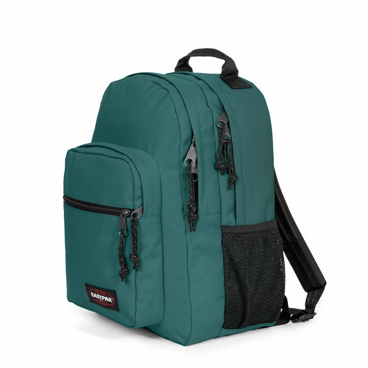 Teal backpack with black accents on a white background
