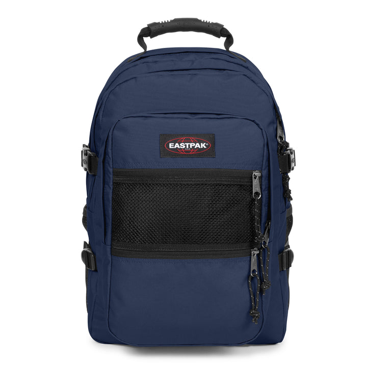 Blue backpack with Eastpak logo on a white background