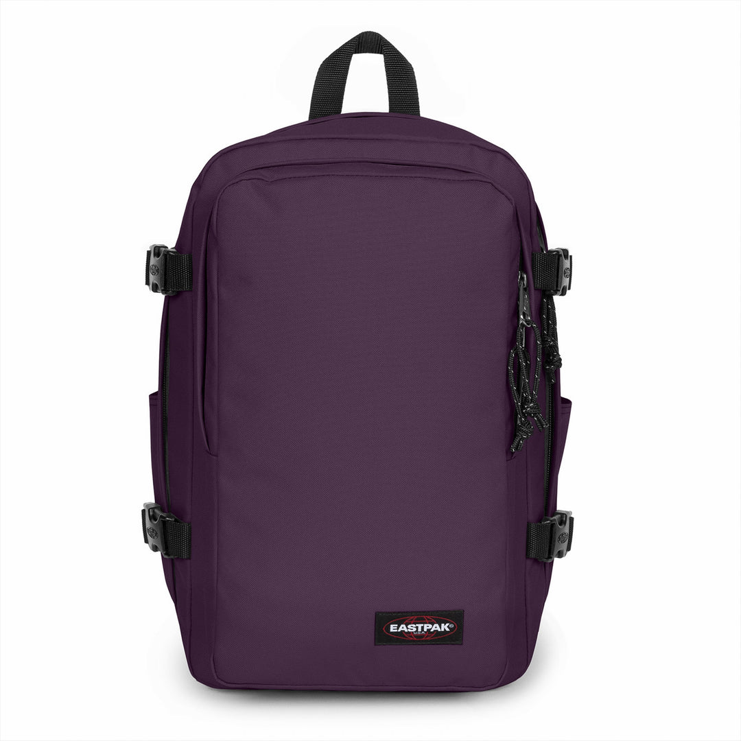 Purple backpack with Eastpak logo on a white background