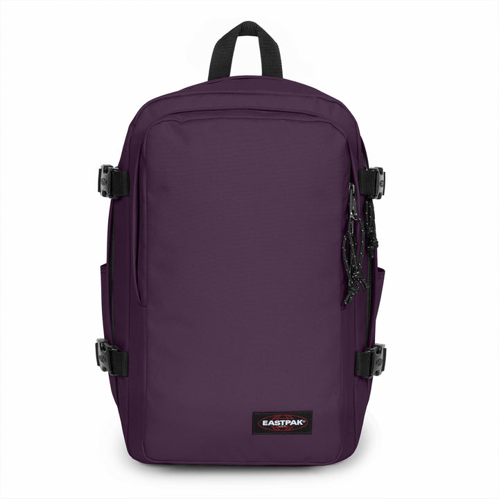 Purple backpack with Eastpak logo on a white background