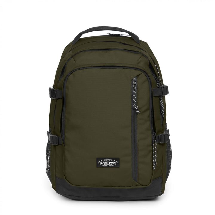 Green backpack with Eastpak logo on a white background