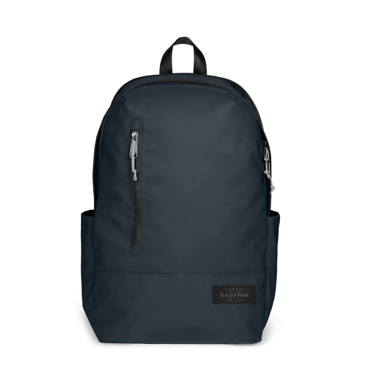Navy blue backpack with a visible brand logo on a white background