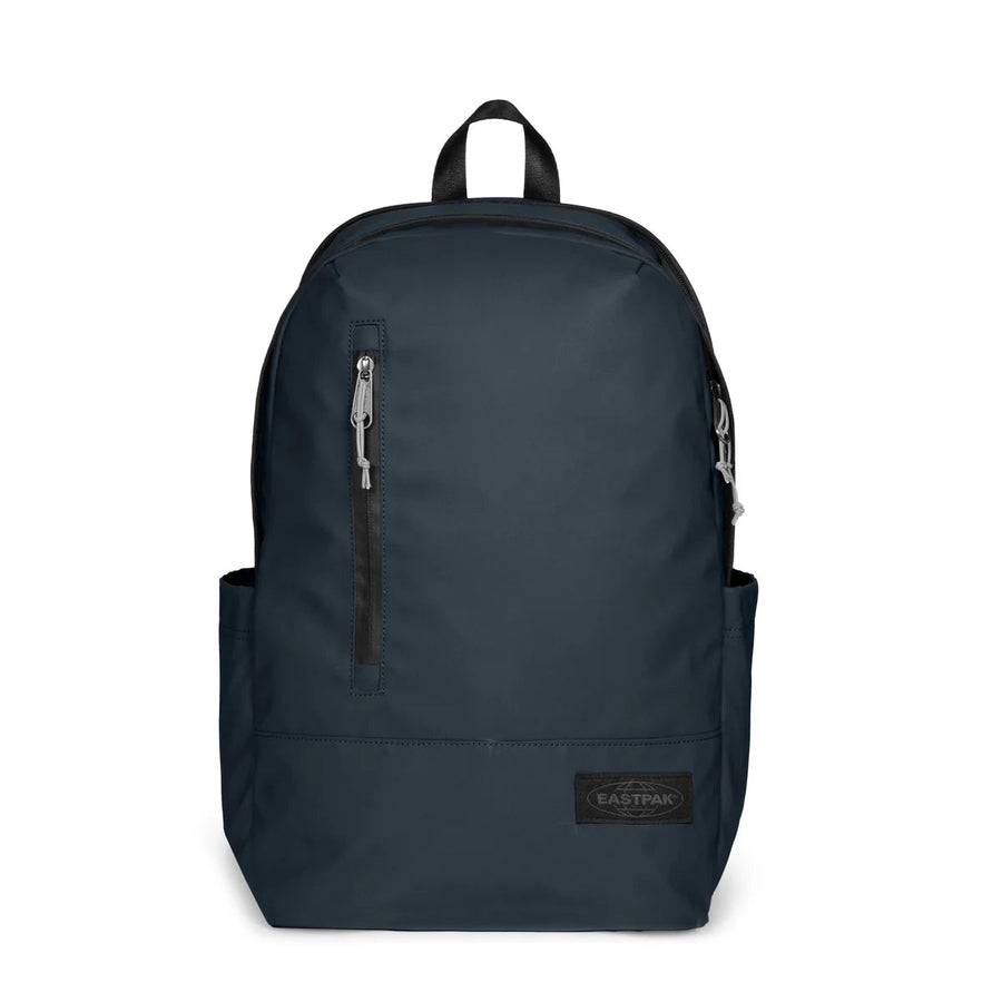 Navy blue backpack with a visible brand logo on a white background