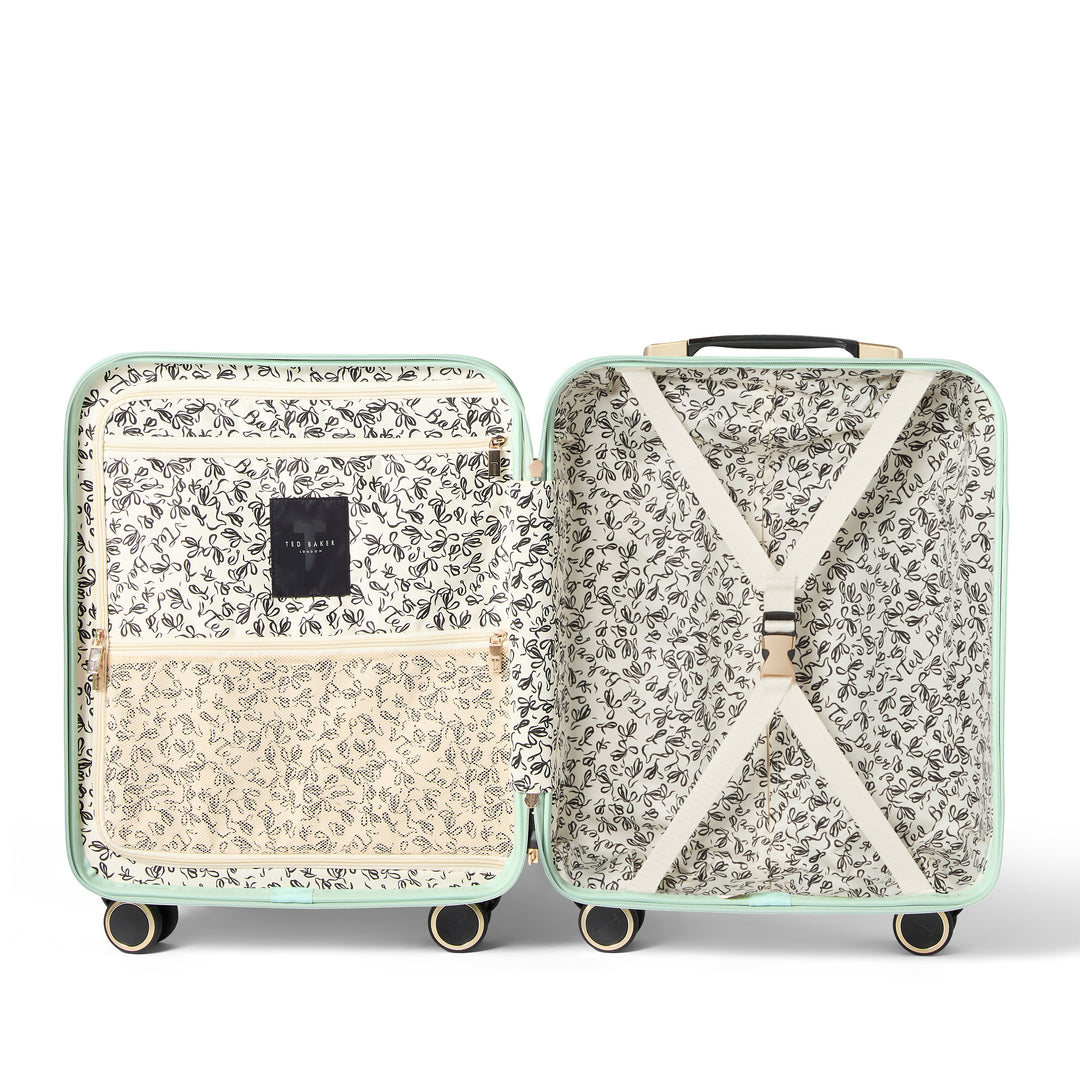 Floral-patterned suitcase interior