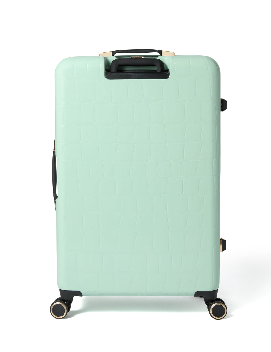 Mint green suitcase on a white background