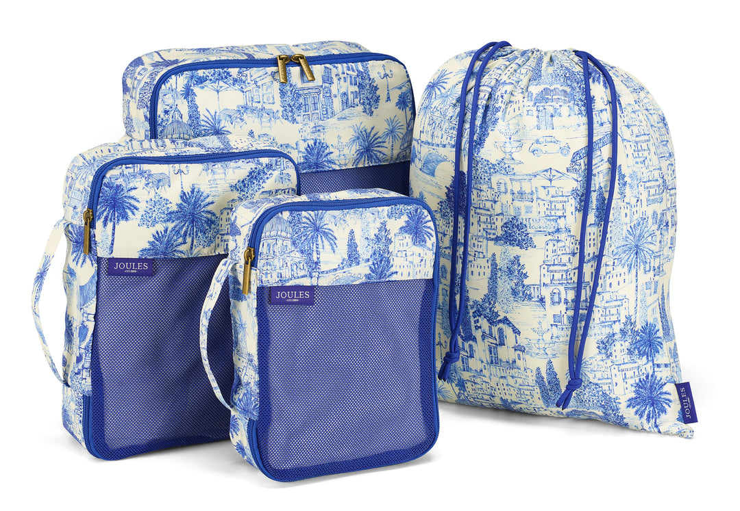 Joules City Toile Print Set of Packing Cubes