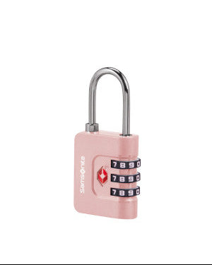 Pink combination lock with a white background