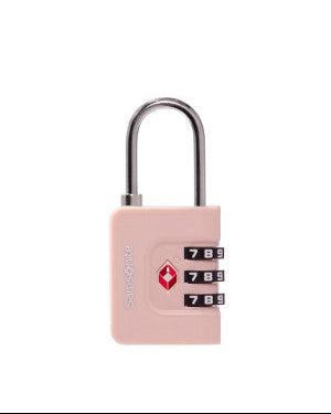 Pink combination lock on a white background