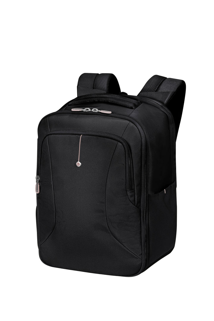 Black backpack on a white background