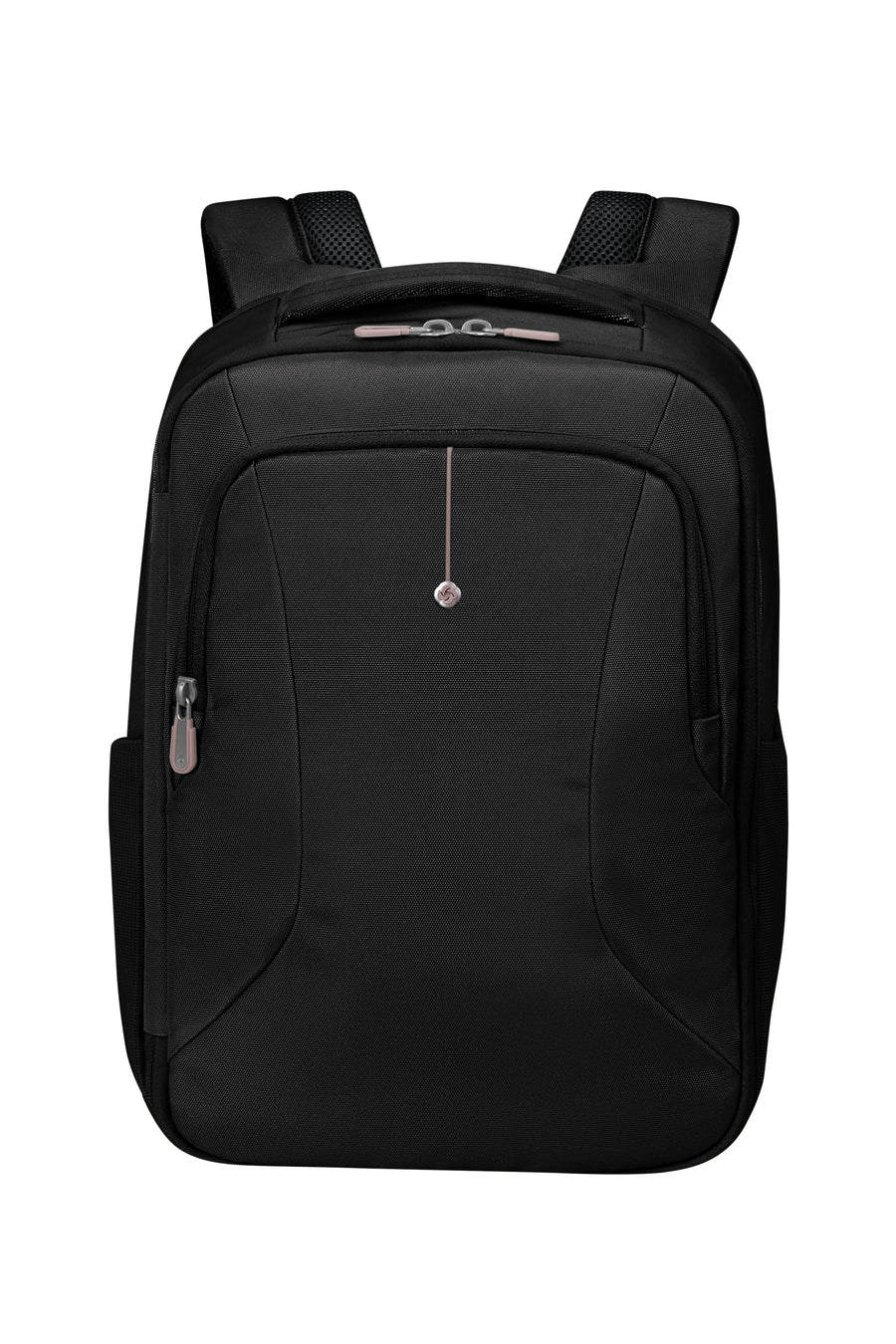 Black backpack on a white background