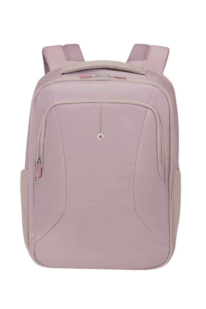 Pink backpack on a white background