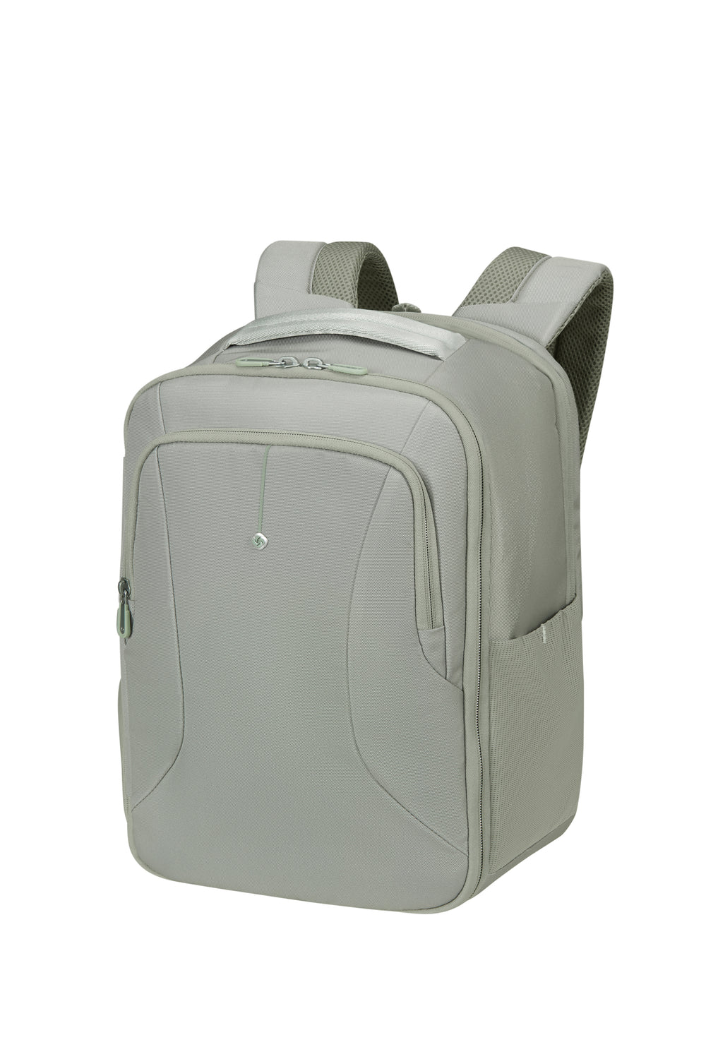 Sage green backpack on a white background