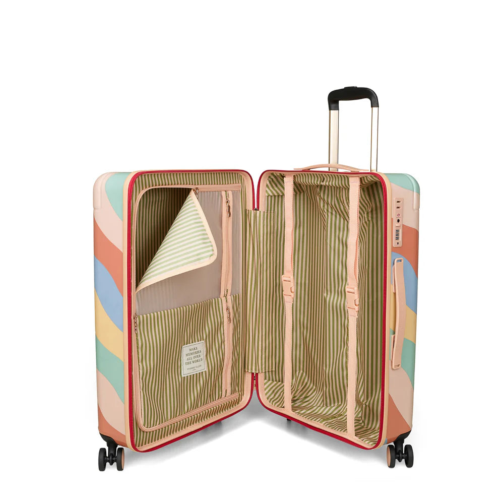 Yvonne Ellen Wobble Stripe Print 4-Wheel Medium Suitcase