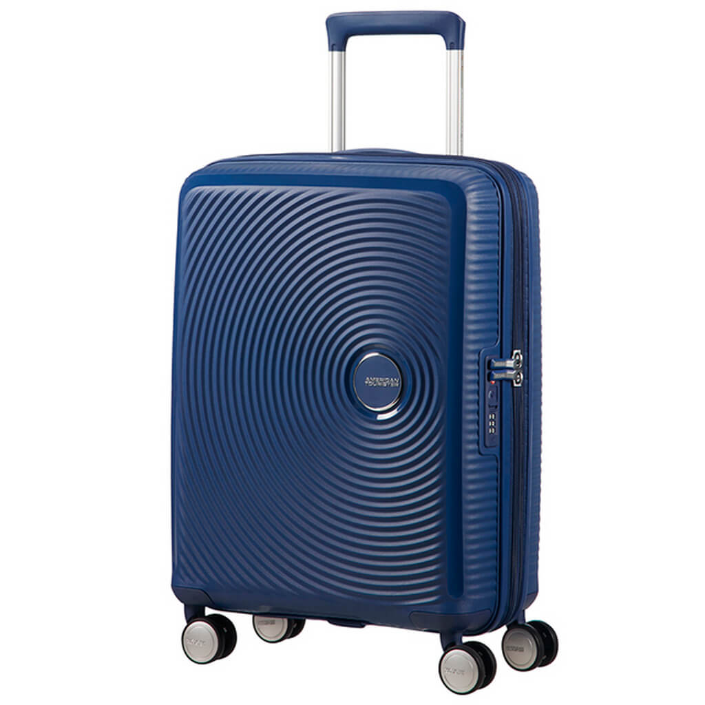 American Tourister Soundbox 55cm 4 Wheel Spinner Expandable Cabin Case Go Places